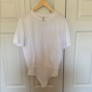 SPANX White Short Sleeve Tee Body Suit
